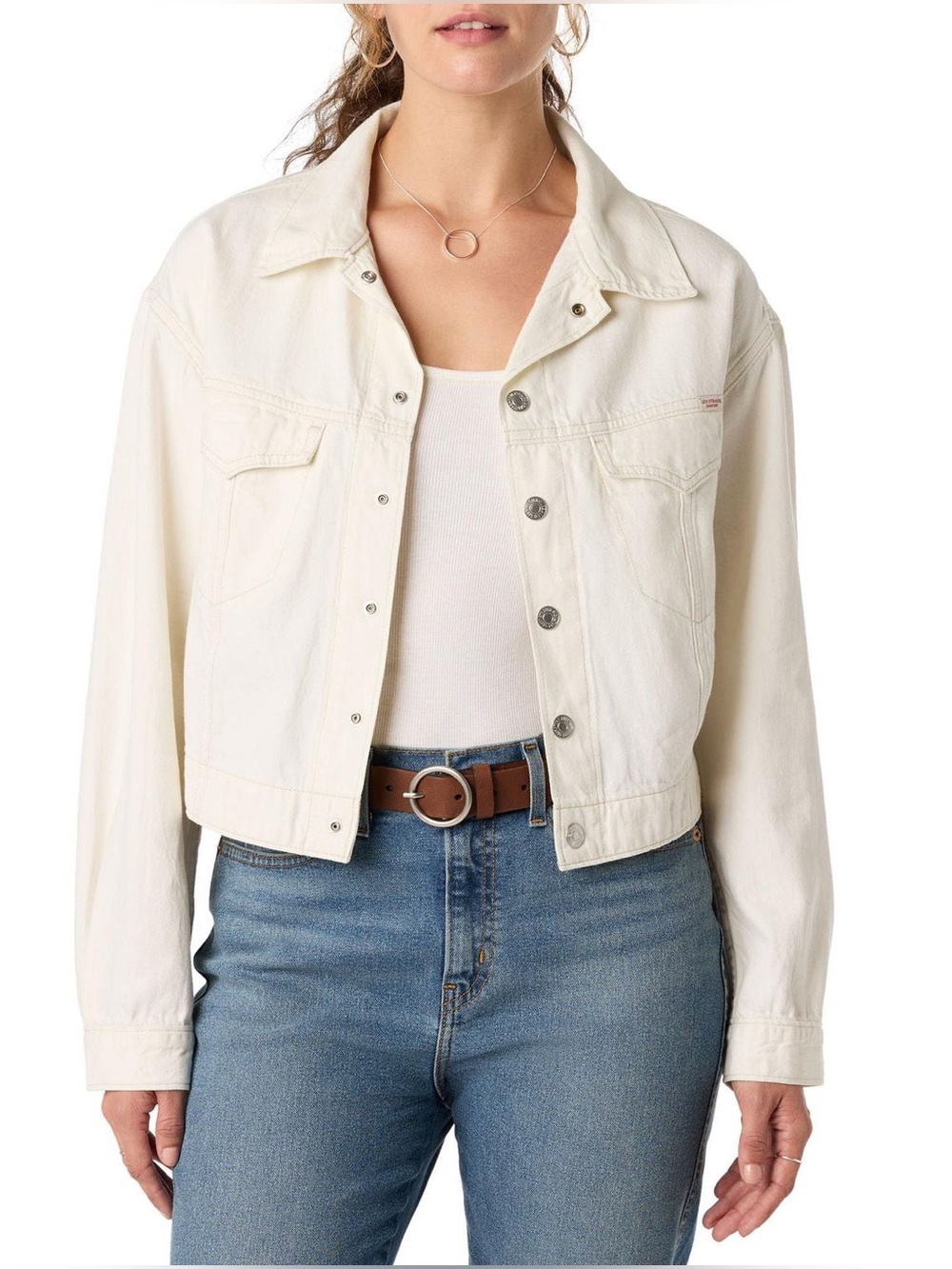 Levi's Off-White Cropped Denim Jacket